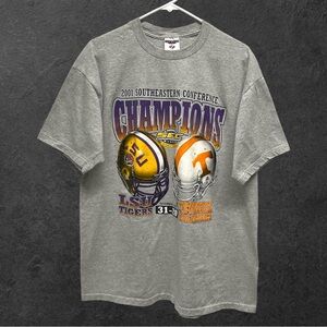 Vintage Y2K 2001 LSU Tigers vs Tennessee Volunteers SEC Championship T-Shirt